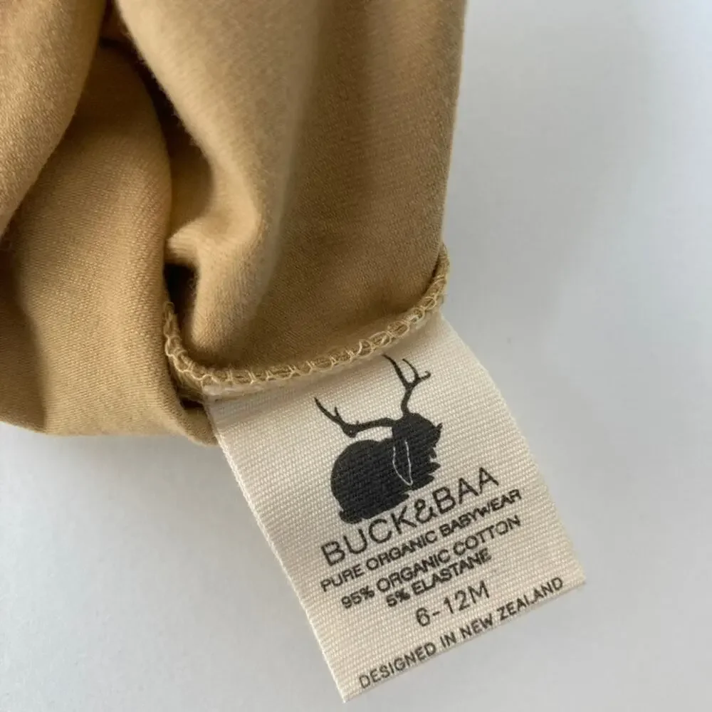 Buck and Baa Knotted Hat - Leaves Ferns - Golden Wheat - 6-12M
